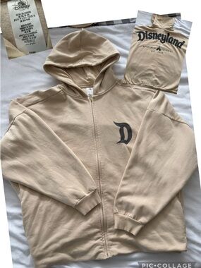 Disneyland Beige/Tan Zip Hoodie with 'D' Chest Logo